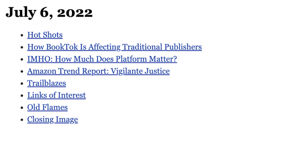 July 6, 2022 table of contents