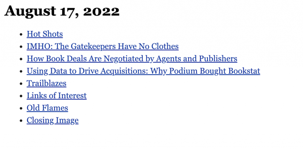 August 17, 2022 table of contents
