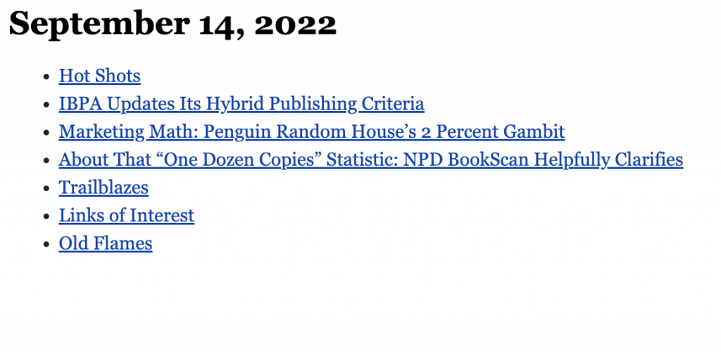 September 14, 2022 table of contents