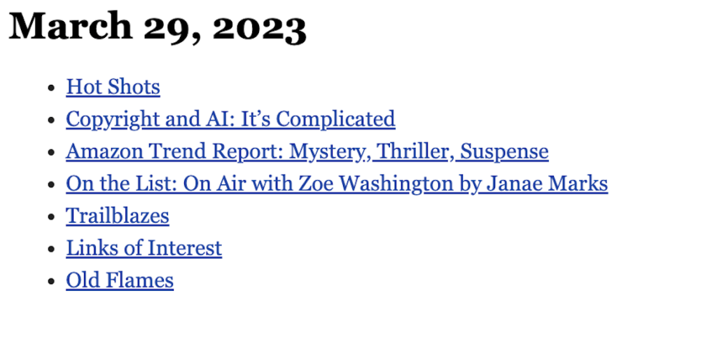 March 29, 2023 table of contents